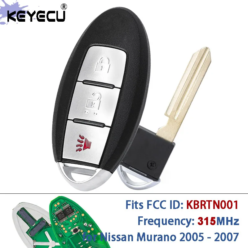 

KEYECU FCC ID: KBRTN001 IC: 285E3-CB80D 315 МГц Умный дистанционный брелок для Nissan Murano 2005 2006 2007