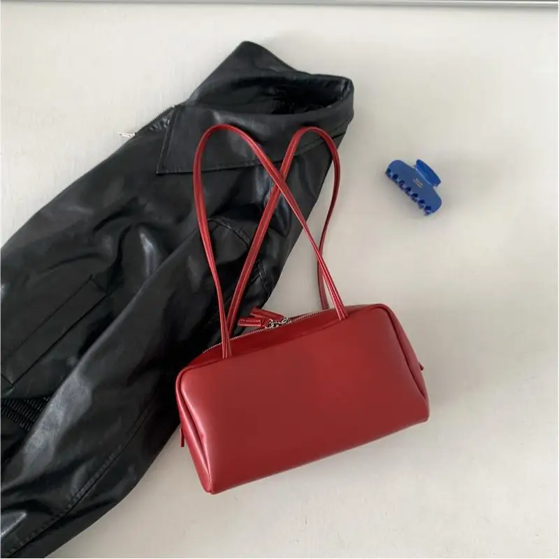 Wildleder Boston Tasche Baguette Tasche Handtasche Schultertasche Damen Vintage Kissen Unterarmtasche für den Alltag – Detail 8
