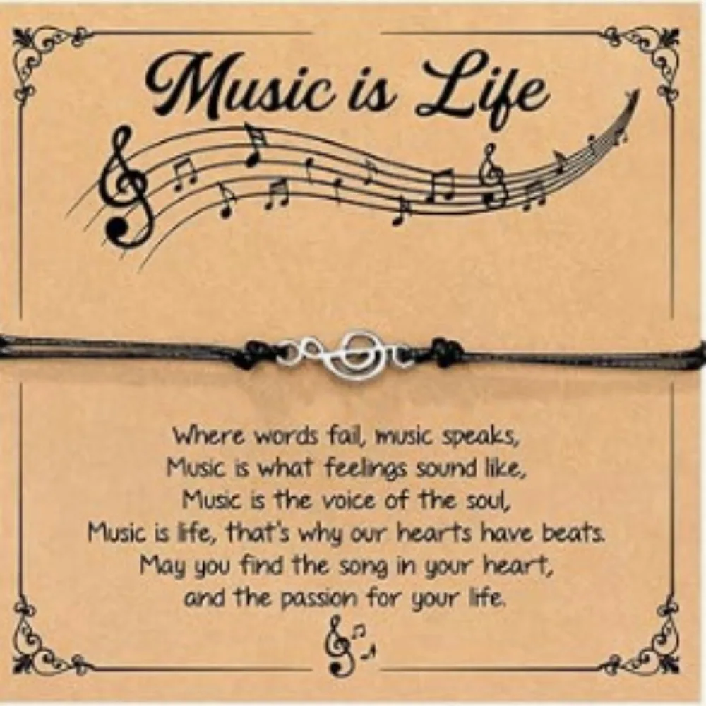 Personality Fashion Hand-woven Silver Color Musical Note Adjustable Bracelets for Women Charm Stage Singing Party Gift Jewelry