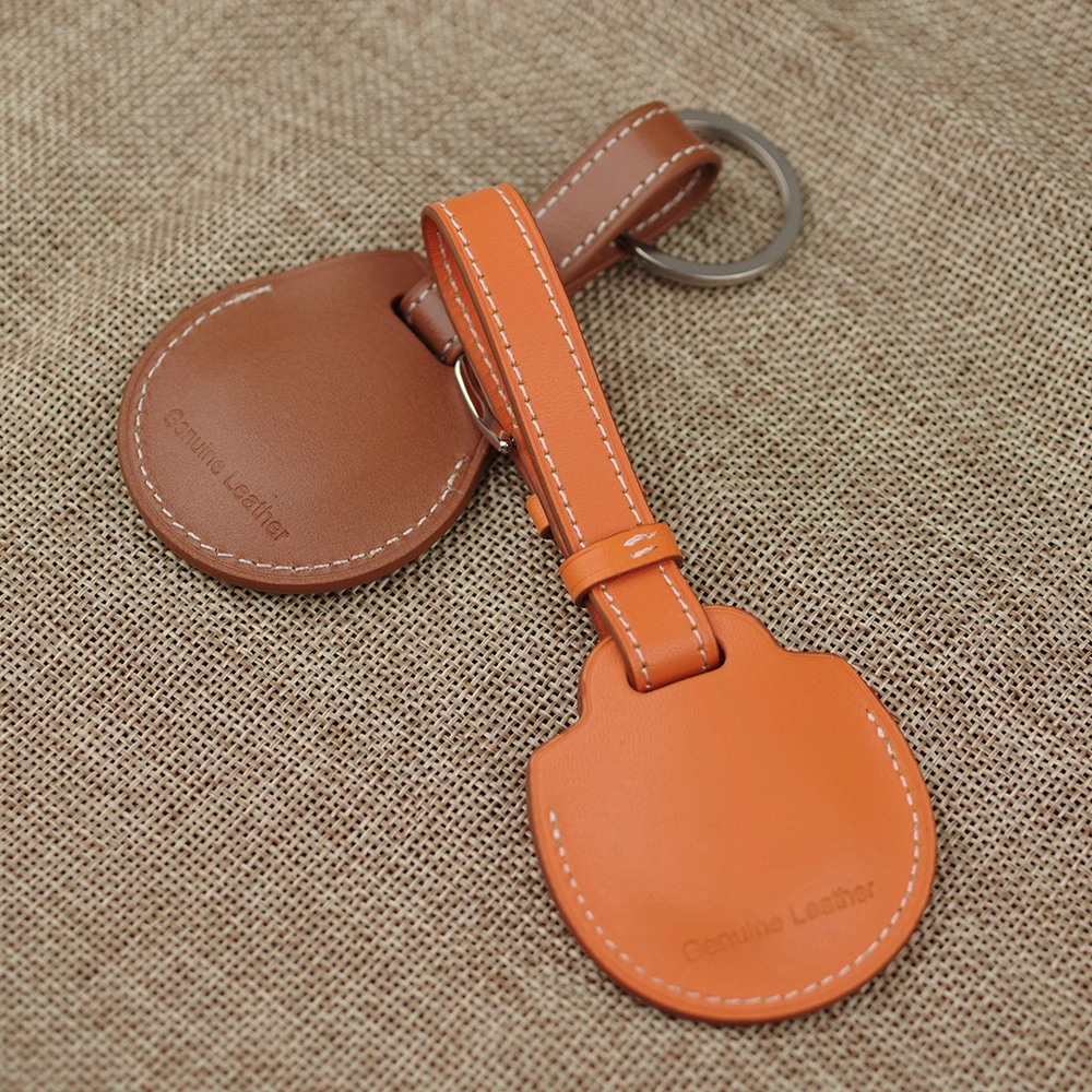 Leather AirTag Case Protector Cover Anti-Fall Protector Sleeve Anti-lost Keychain Key Ring For Apple Air tag Tracker Device