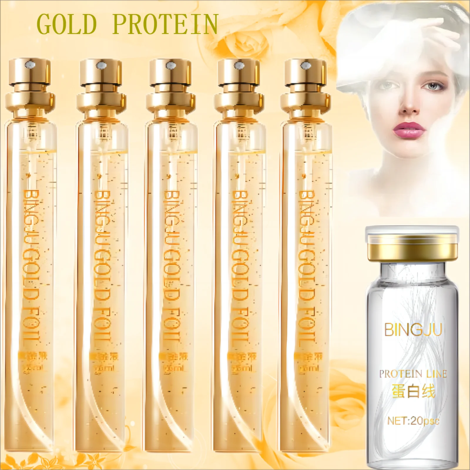 

Collagen Silk Thread Golden Protein Line Carving Anti-aging Serum Fade Fine Lines Moisturizing Lifting And Firming Skin Care Set