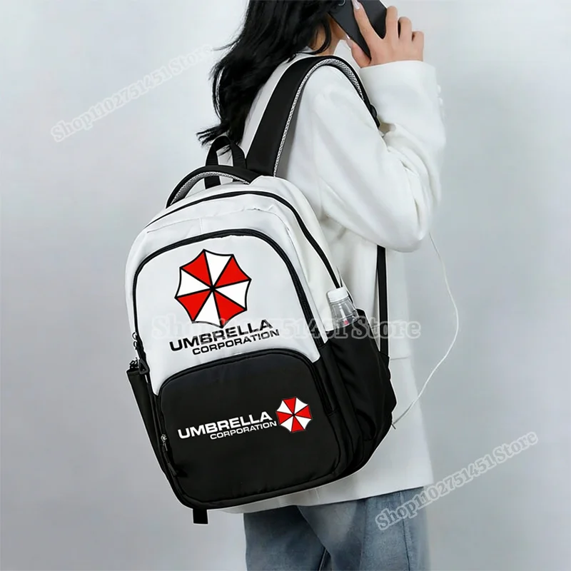 2 pezzi Zaino Scolastico con Astuccio per Studenti, Design Cartoon Resident Evil, Zaino Cool per Ragazzi e Ragazze, Borse per la Conservazione di Libr