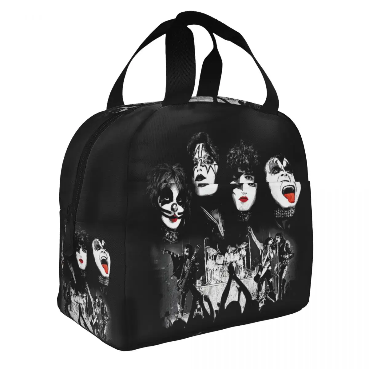 Kiss Metal Rock The House Lunch Bento Bags Portable Aluminum Foil thickened Thermal Cloth Lunch Bag for Women Men Boy