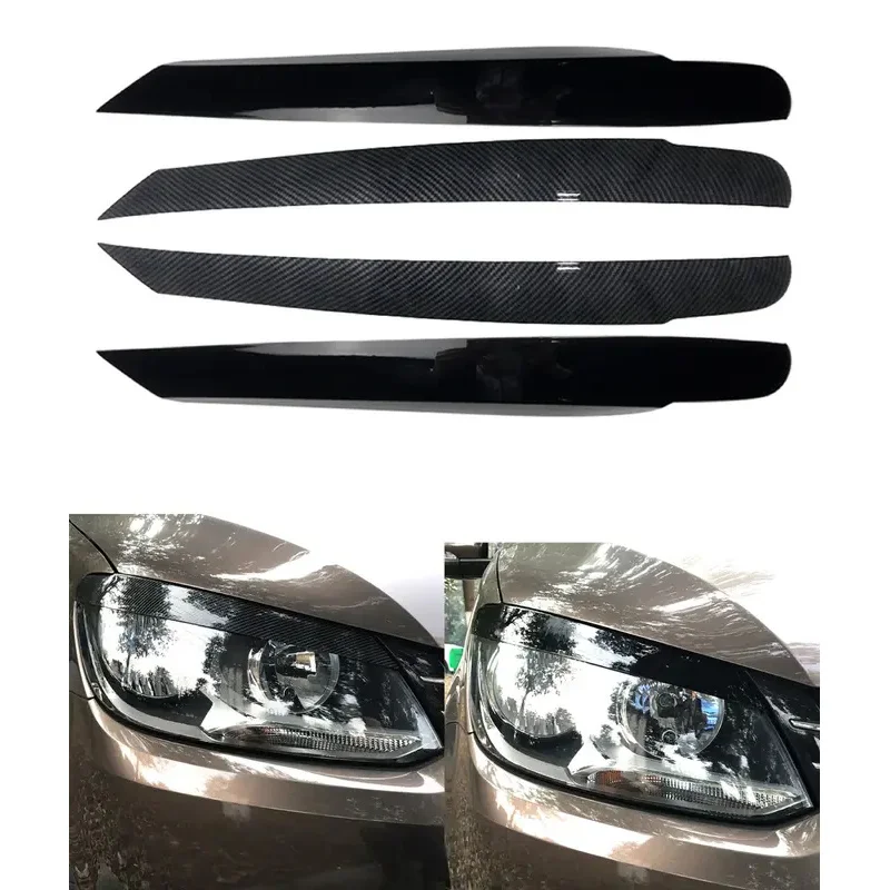 2Pcs Front Headlight Eyelid Trim Cover For Volkswagen Touran 2011 2012 2013 2014 2015 Decoration ABS Plastic