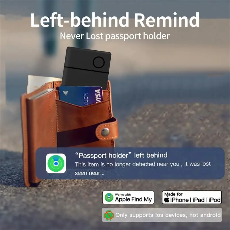 Per Apple Smart Card Finder GPS Smart Tag Locator portafoglio Tracker Card Finder Smart Anti-Lost Device Smart Tracker per Iphone