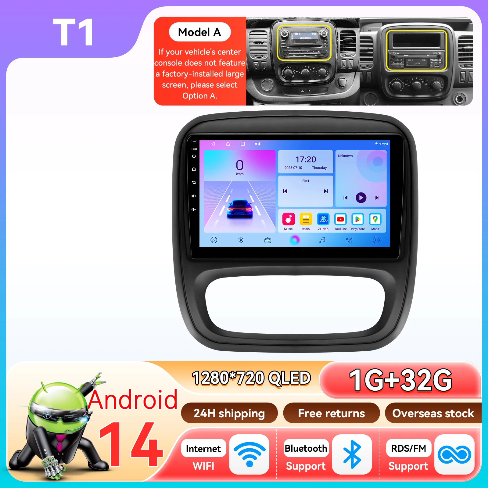 Hizpo 9 inch Android Auto Carplay autoradio voor Renault Trafic 3 2014-2021 Opel Vivaro B 2014-2018 multimediaspeler navigatie