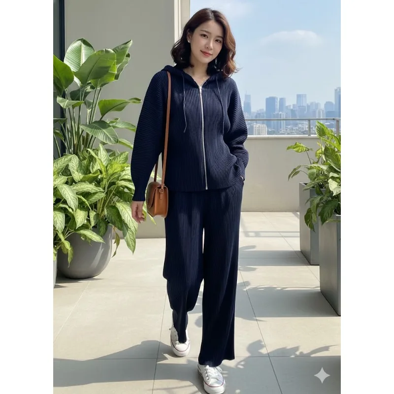 

Miyake плиссированные брюки, костюм Plisse 2026, весенняя толстовка с капюшоном на молнии, куртка с длинными рукавами, повседневный универсальный женский костюм с широкими штанинами