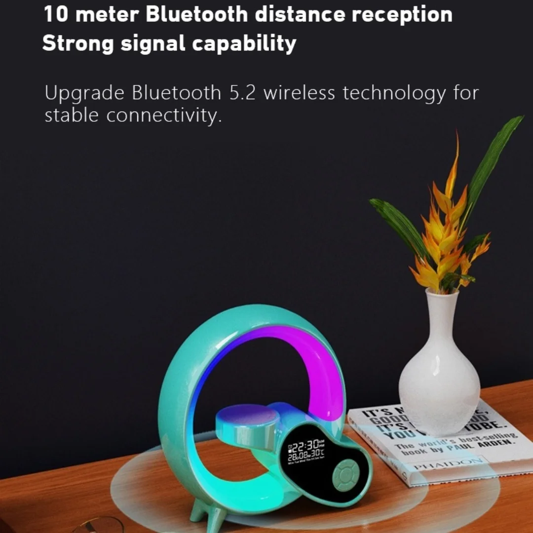 Upgraded Bluetooth call music playback speaker clock alarm calendar thermometer wireless charging night light