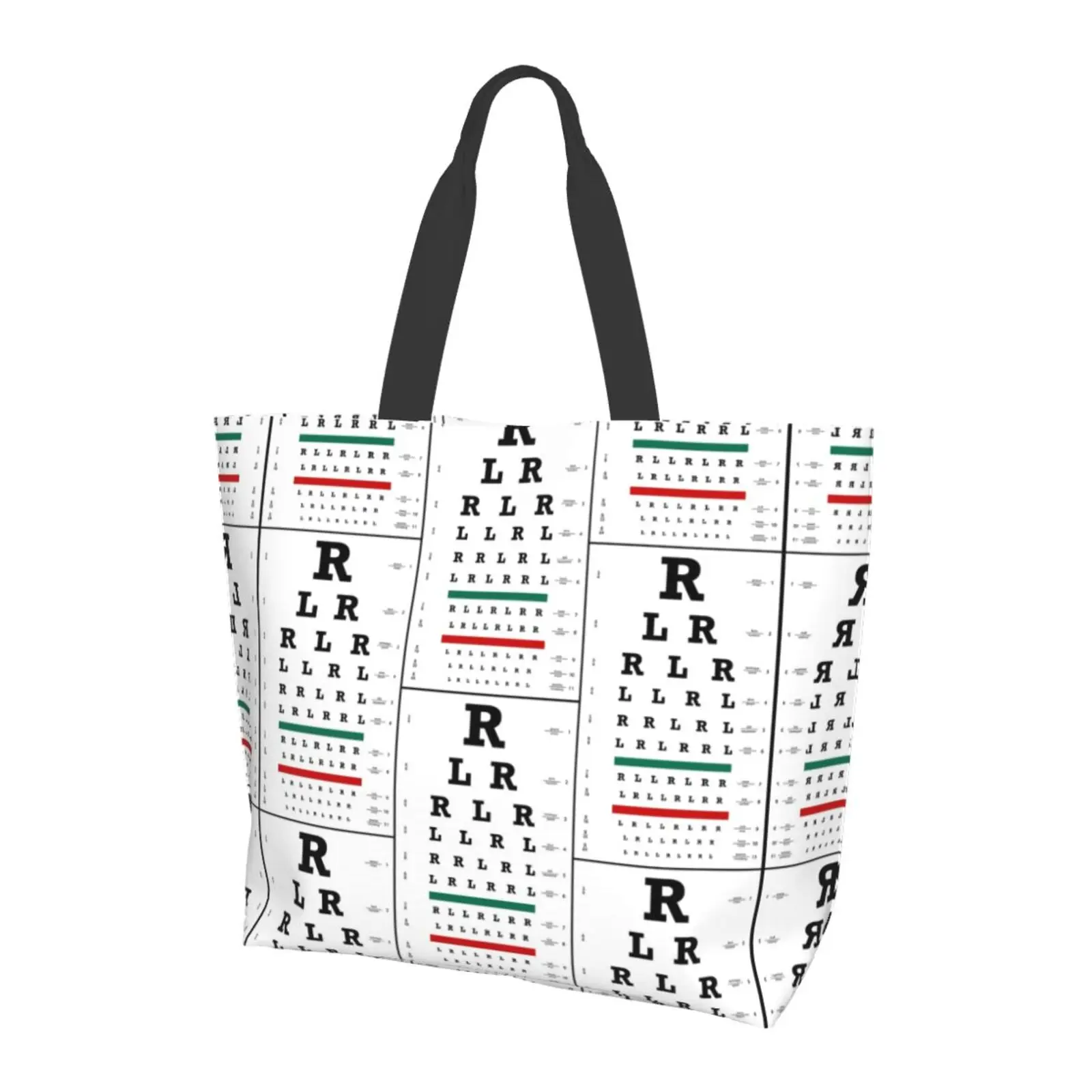 Black Snellen Chart Shoulder Bag Vision Test Optical Optics Eye Test Medicine Glasses Ladies Handbag Tote Bag Reusable Large Bag