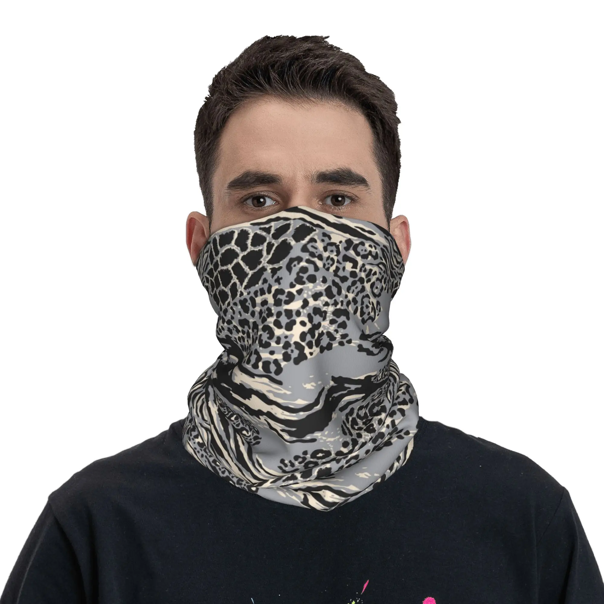 

Leopard Print Bandana Neck Cover Printed Wrap Scarf Face Mask Cycling Unisex Adult Winter