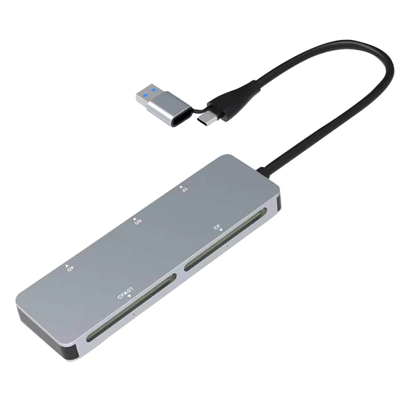 

5 In 1 Multi Memory Card Reader Type-C And USB A Cfast+XD+CF+SD+TF Reader Memory Card Adapter For Windows XP/7 Mac OS