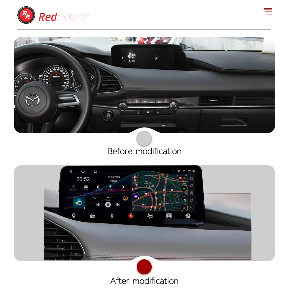 Redpower 12.3 inch Car Radio for Mazda 3 2020-2022 Multimedia Player Screen GPS Android 10 Navigation CarPlay DSP