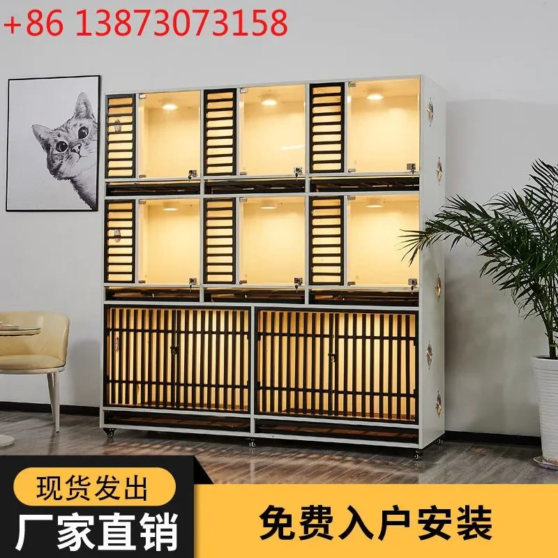 

Dog cage display cabinet Breeding cage Solid wood dog house Small medium large dog with toilet