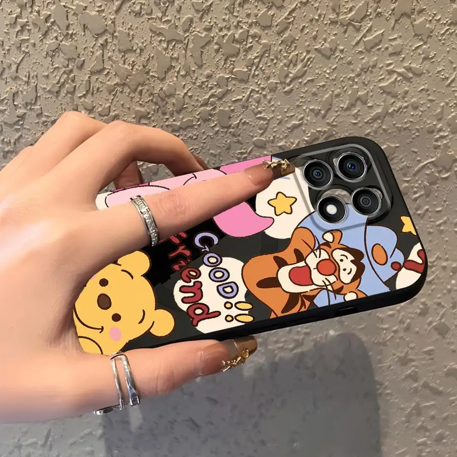 เคสโทรศัพท์นุ่มสีดำลายวินนี่เดอะพูห์สุดหรูจากดิสนีย์ สำหรับ Honor X5b 70 X8 8X Magic5Lite X6 X7 200 400 Lite 90 X9a