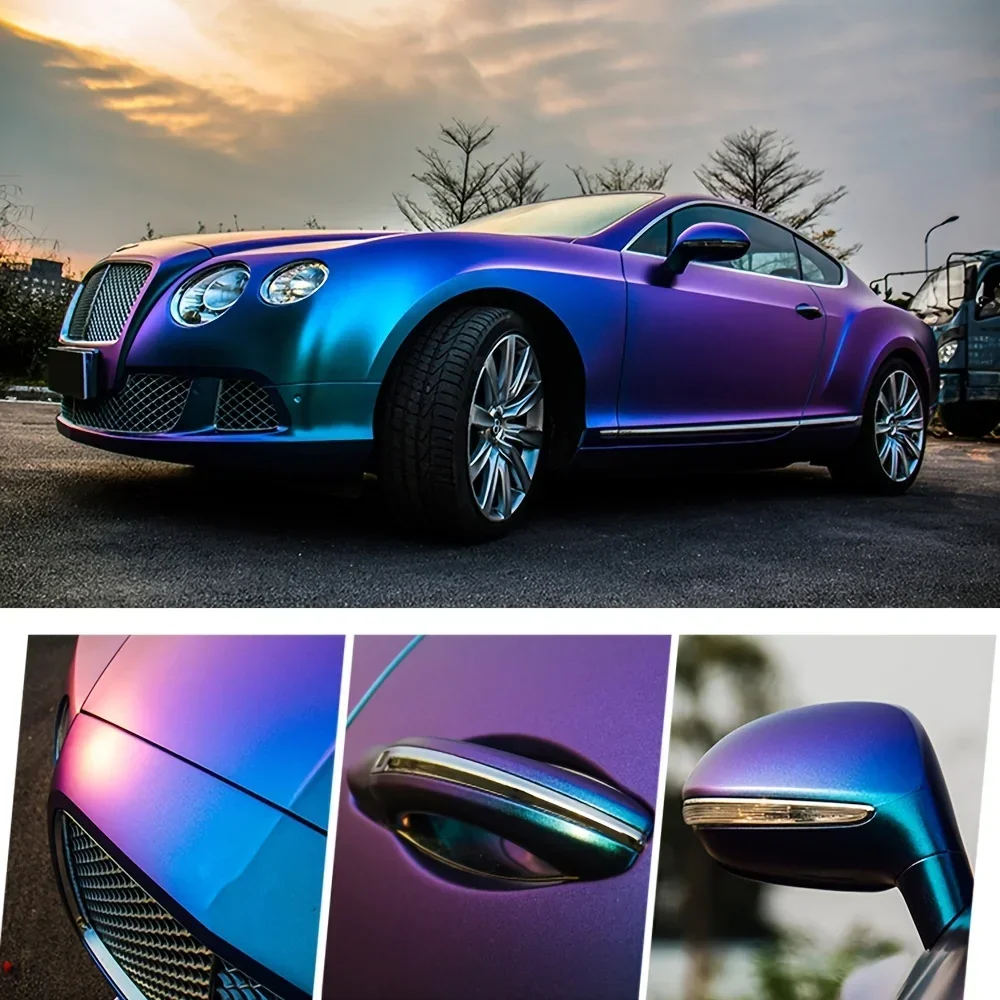 1pc 30*100cm car blue to purple pearl chameleon vinyl wrapping film, self-adhesive body sticker decal