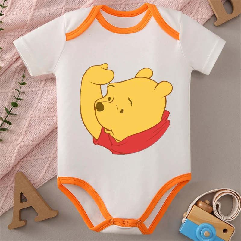 

MINISO 100% Cotton Cloths Winnie the Pooh Piglet Print Soft Baby Jumpsuit Honey Baby Onesie Bodysuit for 0 To 12 Months Newborn