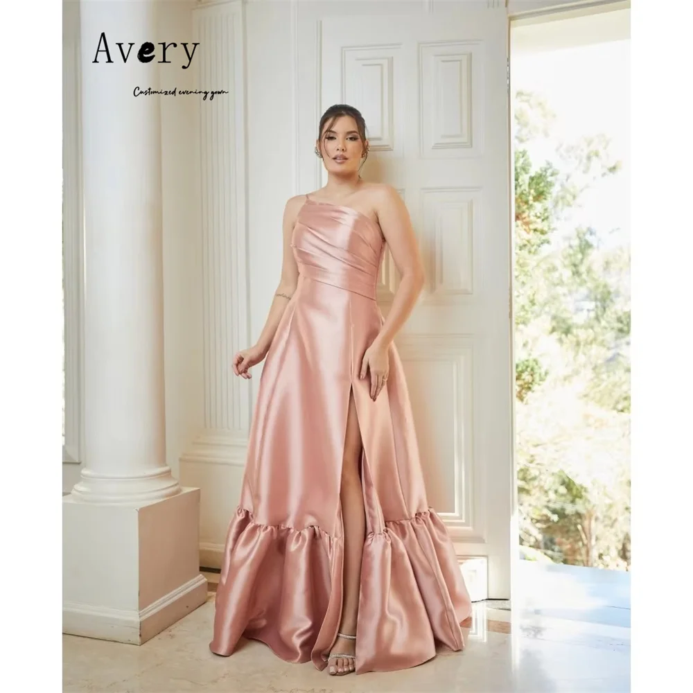 

Avery Customized A-line Side Slit Single Shoulder Off-shoulder Women Evening Dress Luxury 2026 Bespoke Occasion Dresses Women's