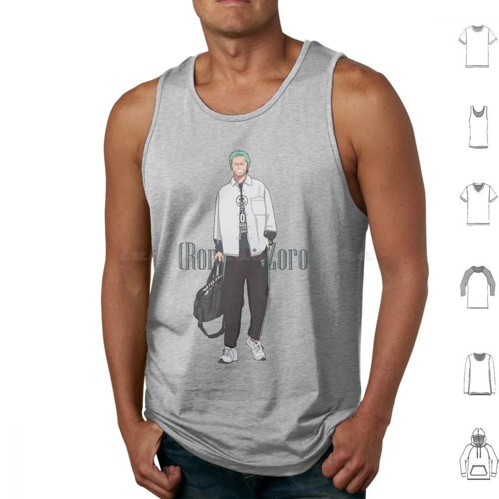 Roronoa Zoro Travel Fashion Tank Tops Vest Sleeveless Anime Manga Zoro Funny Santoryu Pirate Hunter Swordsman Demon Luffy