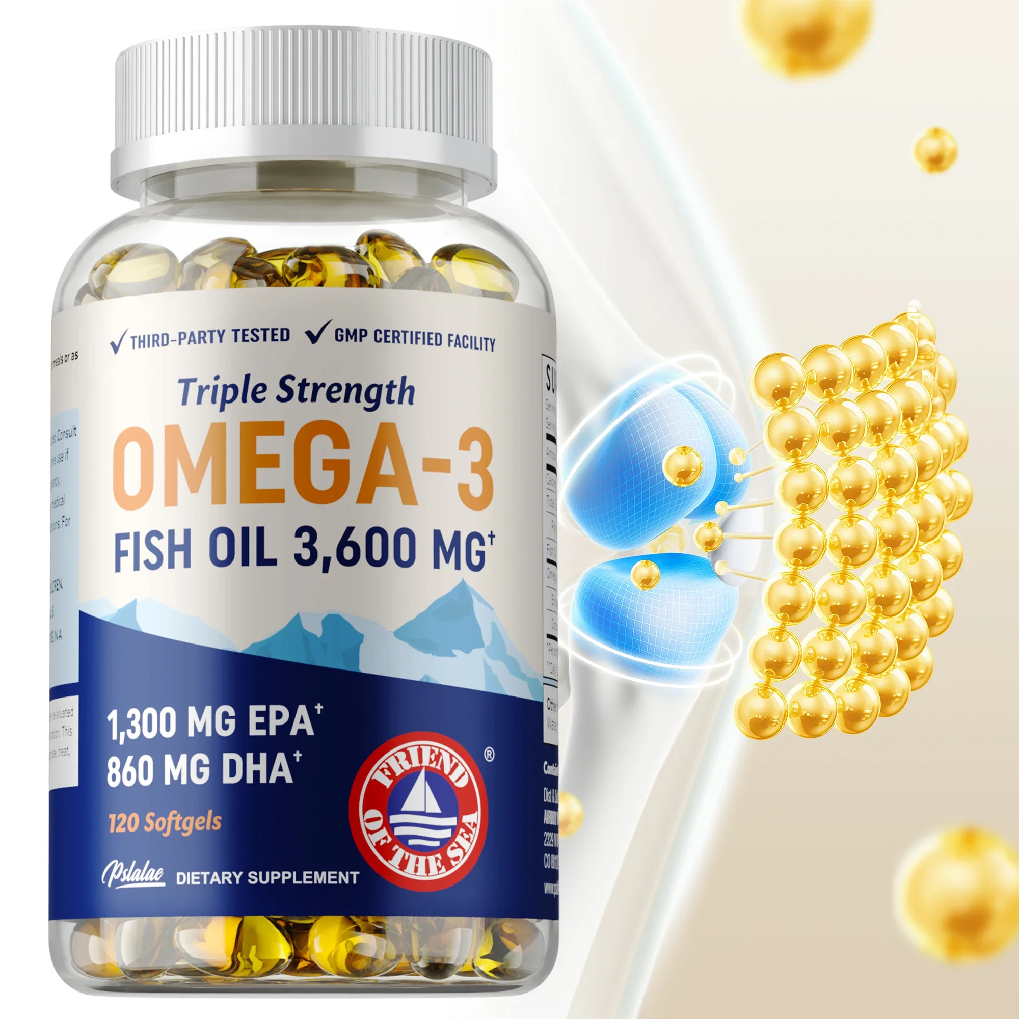 

Добавка с рыбьим жиром Omega 3, антиоксидант, для здоровья кожи и волос, поддерживает здоровье мозга и сердечно-сосудистой - Богатый в DHA, EPA