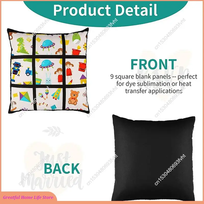 

AT59 12 шт., пустая панель для сублимации, наволочка, чехол для подушки из полиэстера «сделай сам», 9 фото, теплопередающая печать, наволочка, S