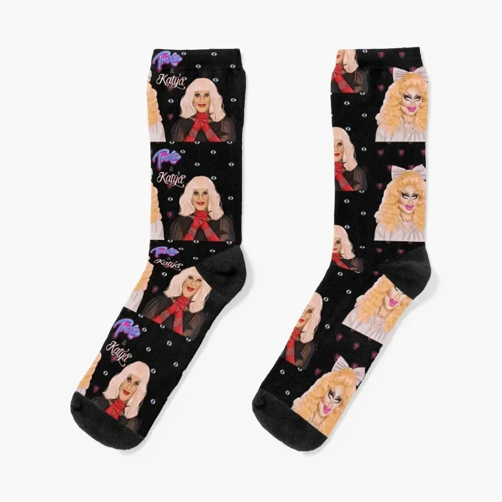 Trixie and Katya Digital Painting Socks winter thermal hockey Mens Socks Women's