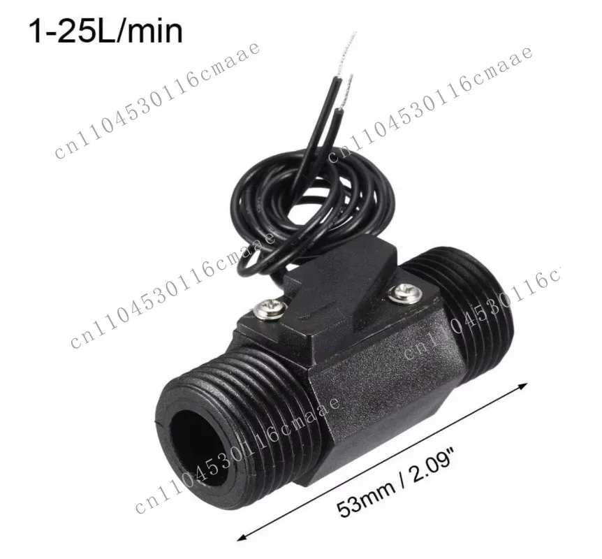 

G1/2 Effect Liquid Water Flow Sensor Switch Flow Meter Counter 1 - 25 Liters/Minute Black