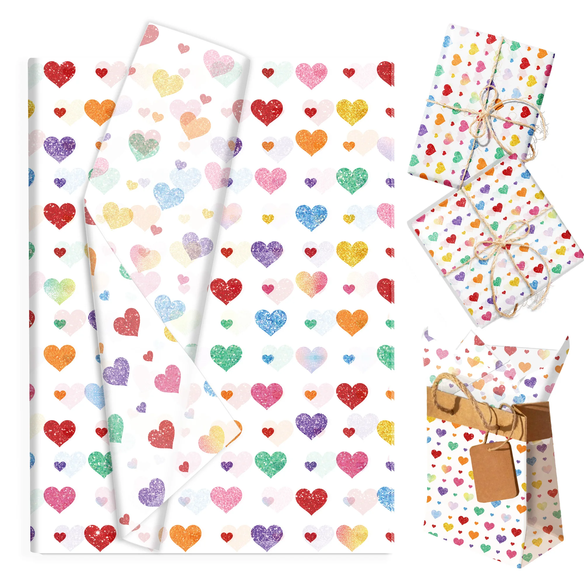 20/50/100 Stück Liebesherz-Seidenpapier, Geschenkpapier zum Valentinstag, Geburtstags- und Hochzeitsdekorationspapier für Partyzubehör