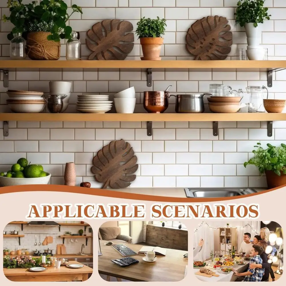 Turtle Leaf Shaped Coasters 3pcs Monstera Leaf Wooden Coasters Set Boho Style Heat Resistant Table Mats Decorative for Kitchen