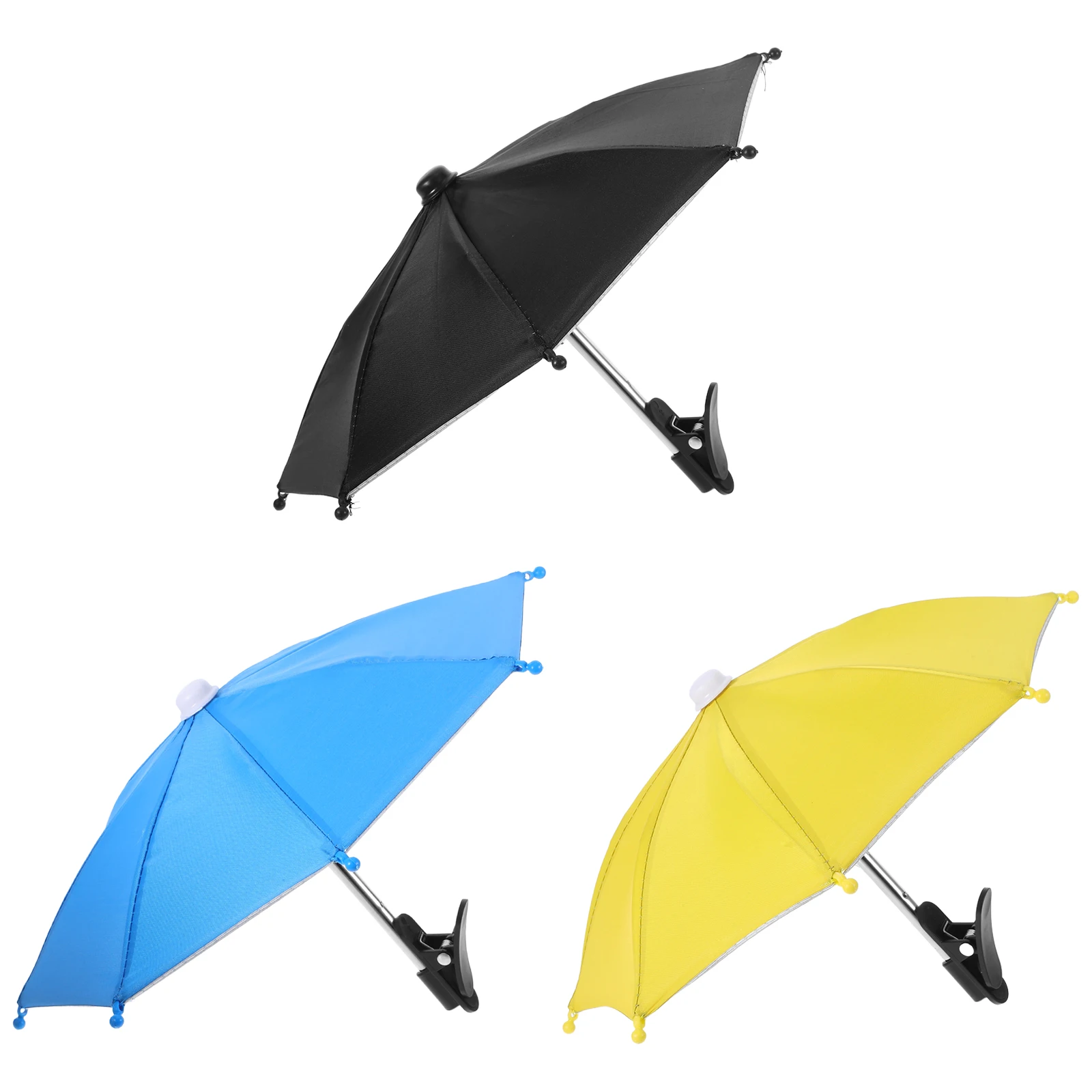 

3 Pcs Outdoor Mobile Phone Umbrella Mobilephone Rainproof Stainless Steel Sun