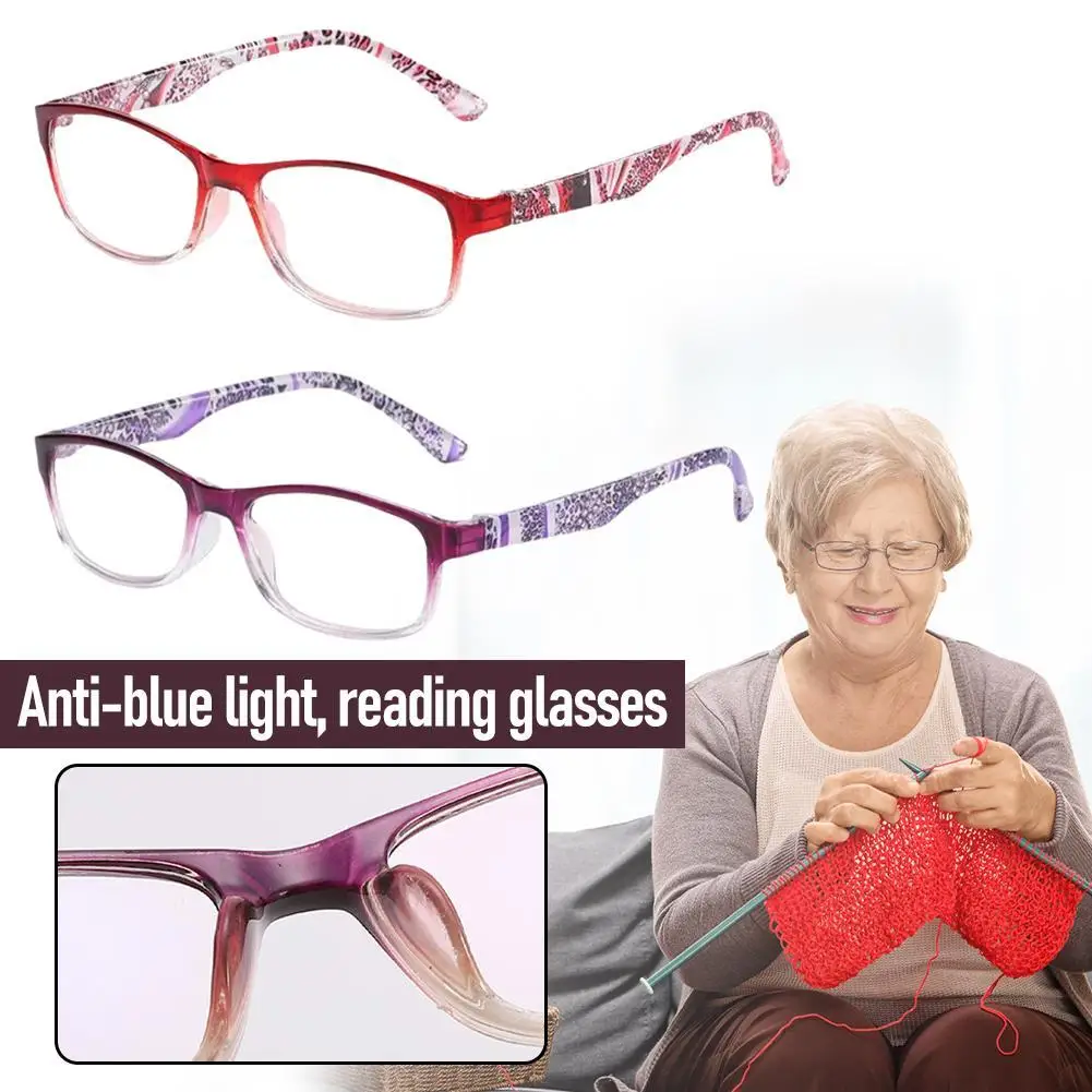 

Fashion Spring Hinge Print Flower Ultra Light Resin Vision Care +1.00~+4.0 Diopter Eyeglasses Reading Glasses
