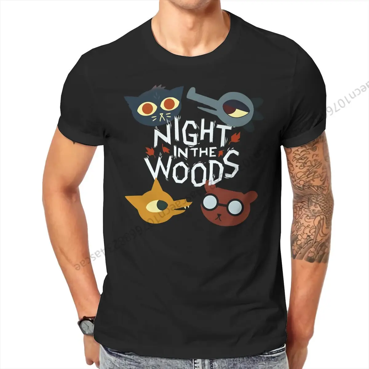 Night In Woods All Characters T Shirt Homme Men's Tshirt Cotton  Men Clothing