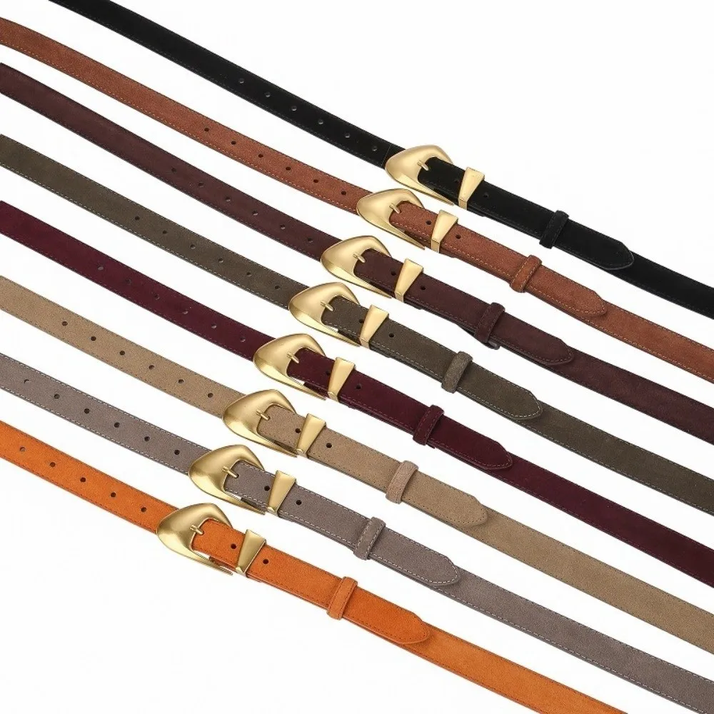 Роскошный замшевый ремень из воловьей кожи с золотой пряжкой, однотонные брючные ремни, универсальный деловой поясной ремень