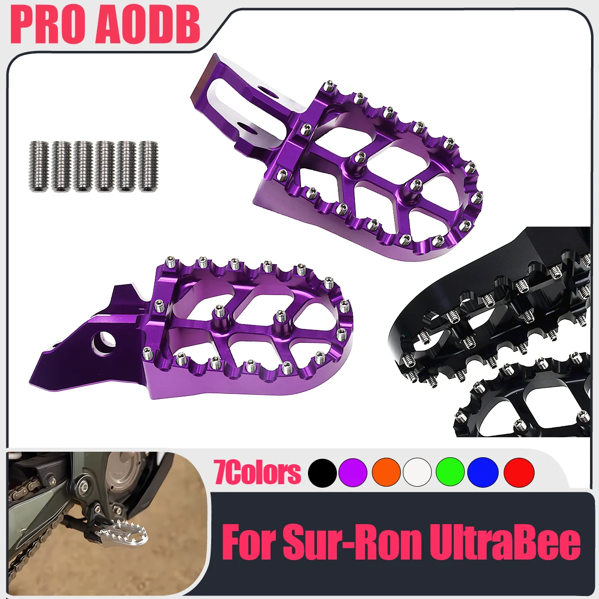 

UB Wide Footpegs Foot Pegs Rests Electric Dirt Bike Pedals Aluminium Alloy MX For Surron Ultra Bee Sur-ron Surron Ultrabee Parts