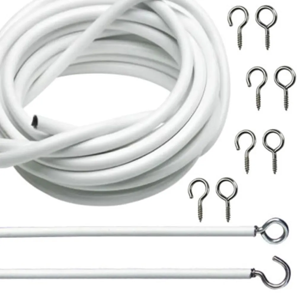 3 Meters Coated PVC Curtain Rope with Steel Wire and 4 Metal Sheep Eye Nails for Curtain Decorative Accessories