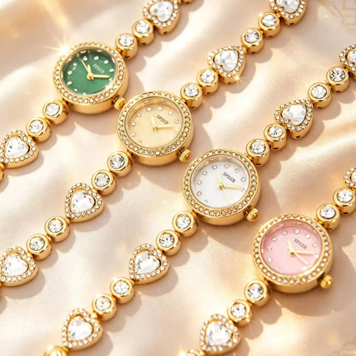 Heart‑shaped Bracelet Full Diamond Quartz Watch For Women Luxury Fashion Silver Iced Out Quartz Wristwatch Gift