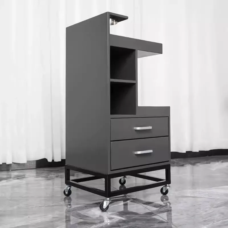 عربة صالون تجميل الشعر المعدنية المتحركة، أدوات تصفيف الشعر، عربة تخزين التجميل