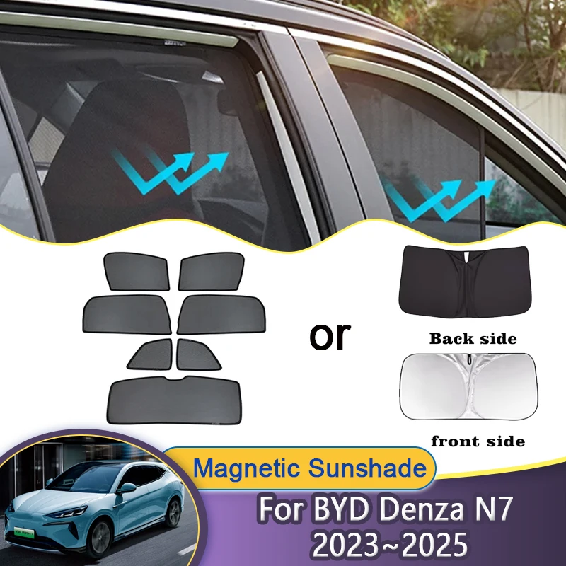 

Для BYD Denza N7 2023 2024 2025 автомобильная сетчатая солнцезащитная шторка для боковых окон, козырек от солнца, козырьки, шторы для конфиденциальности, автоаксессуары