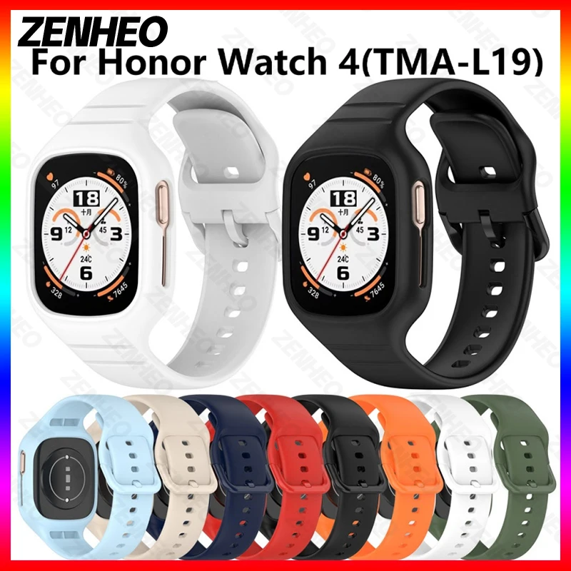 

Silicone Strap Suitable for Honor Watch 4 a one piece Premium Strap TPU Wristband For Honor Watch4 TMA-L19 Watch Accessories