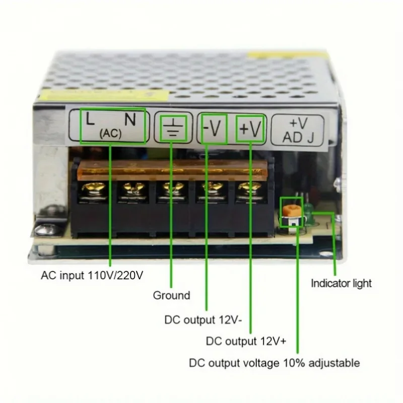 Immagine 4: Alimentatore Convertitore di tensione CA/CC 12V 5A Alimentatore con interruttore regolato universale per CCTV LED