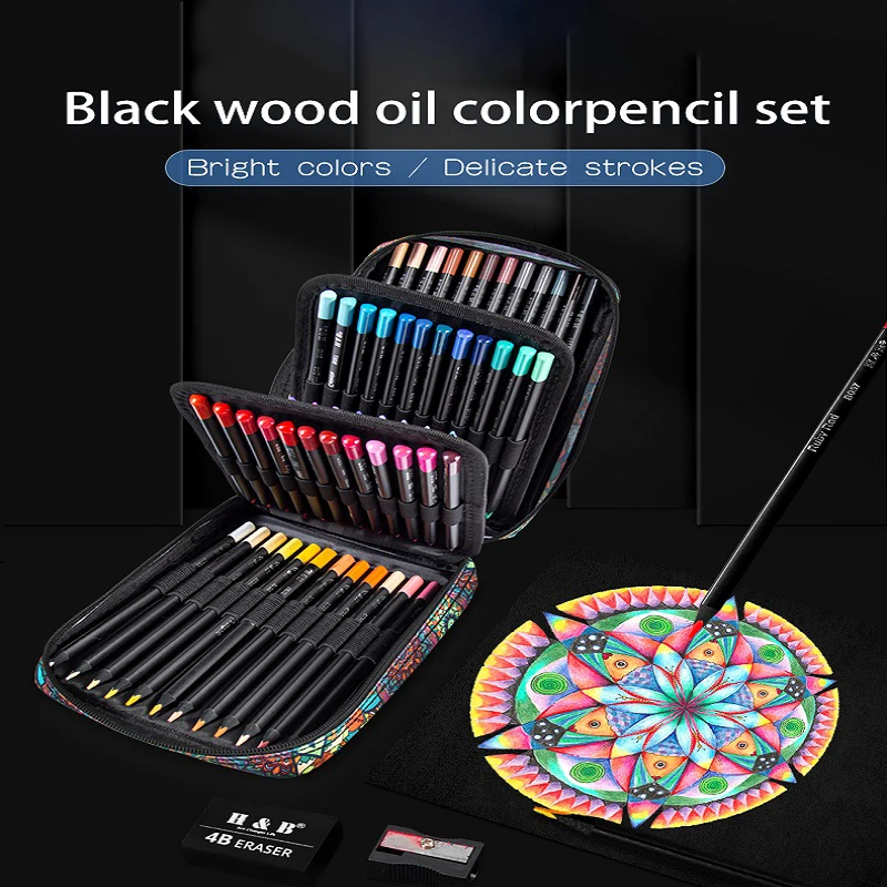 H&B Colored Pencils for Coloring Books, 12/72pcs Blackwood Soft Core Artist Drawing Pencil, Adults Kids Teens Art Craft Supplies