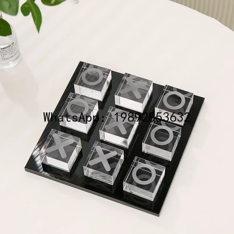 Glass Craft Geometric Square Chess Transparent Piece Crystal Chess Decorative Figurines Home Decoration Accessories