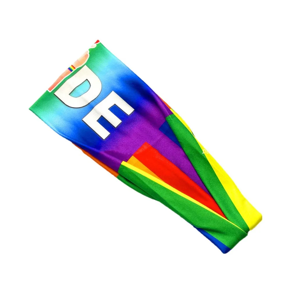 Parade Rainbow Elastic Headband Sweat Absorbing Breathable Rainbow Headband Soft Headwear Sports Hairband Makeup