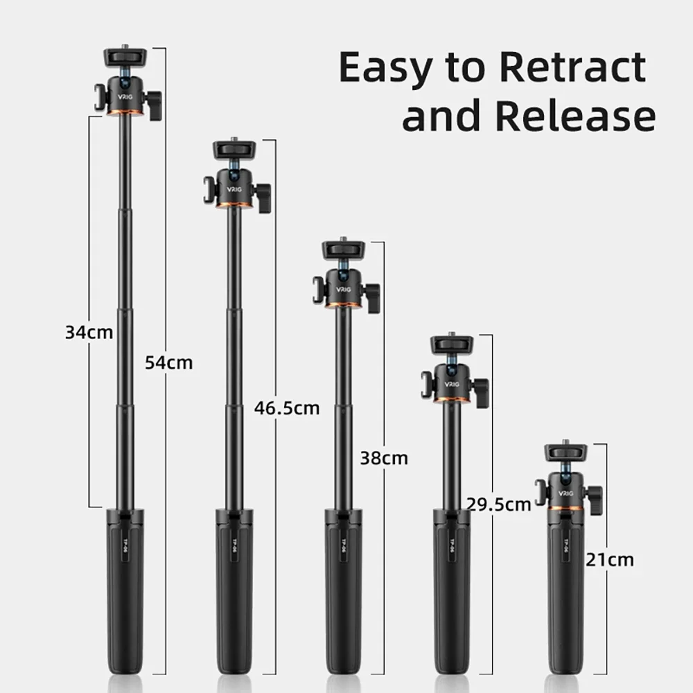 54CM Selfie Stick Tripod for DJI Pocket 3/Action 4/Gopro/DSlR Camera Adjustable Extension Pole Phone Photography Holder