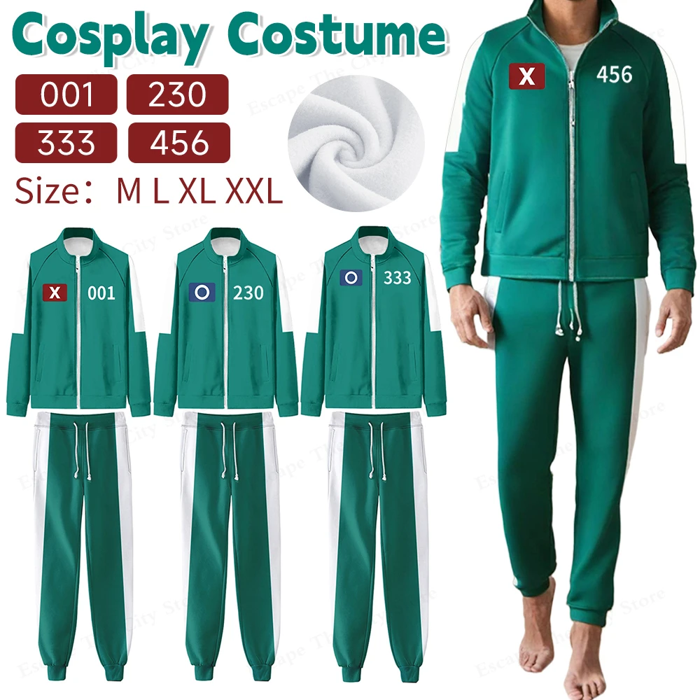 Cosplay Costume Calamari Games TrackSuit Outfits Player Number 001 230 333 456 Party Clothes Adult Player Costume for Men Women