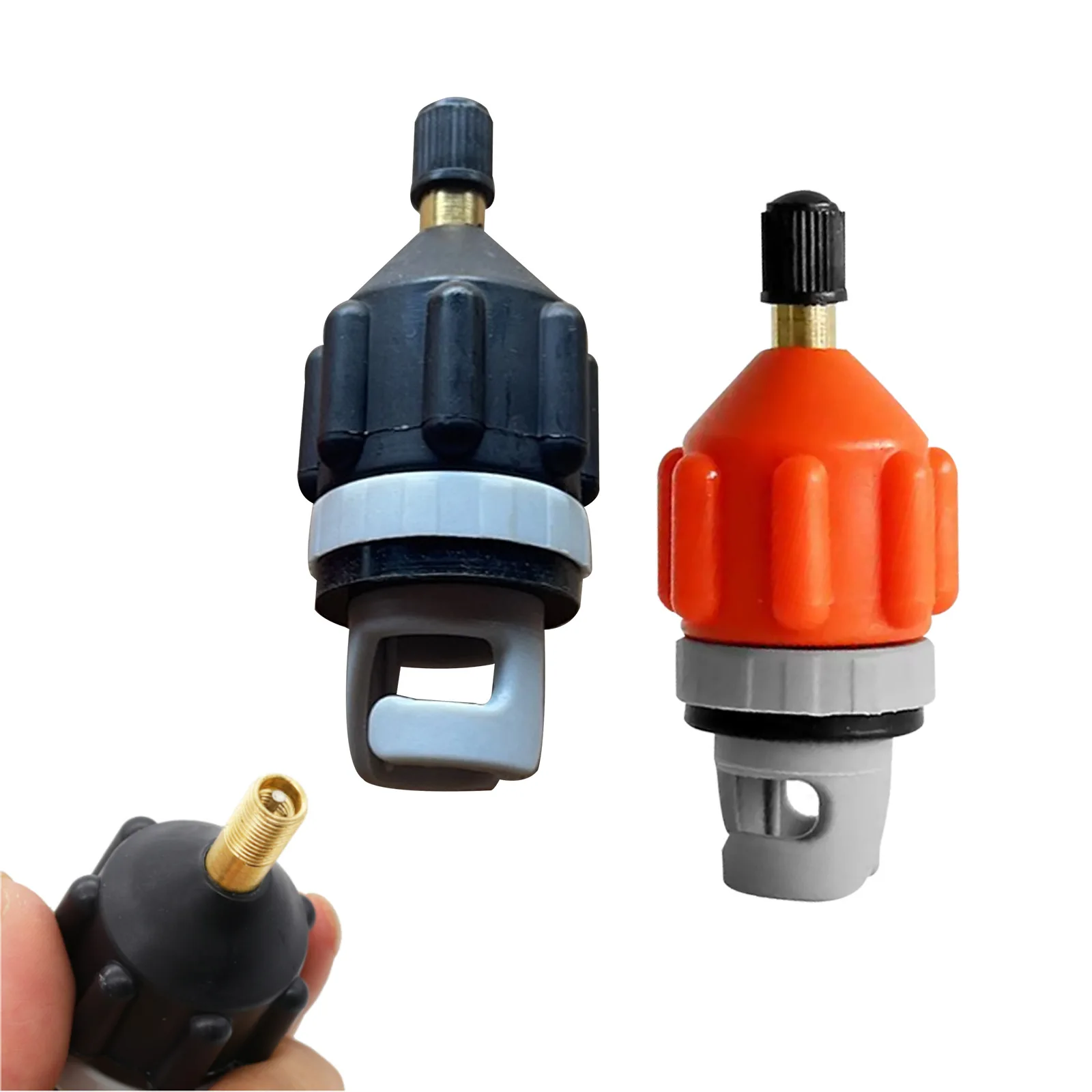 Surfboard and canoe valve adapter with fast inflation/deflation, durable design, compatible with automotive pumps