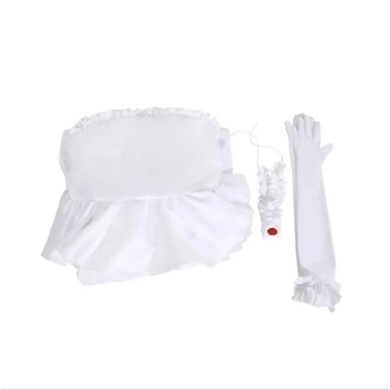 زي تنكري من Boutte King Boo ، الأميرة كوبا ، فستان أبيض مع قفازات ، لوليتا ، هالوين ، فستان كرنفال ، باروكة طويلة مستقيمة من الفضة