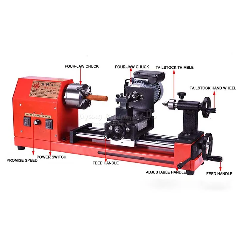 Imagem -02 - Mini Máquina de Torno para Carpintaria Processamento de Contas de Madeira Corda Manual Buda em Miniatura Jf6030