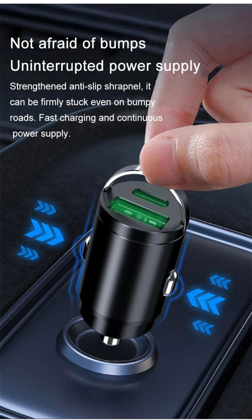 200W Mini Car Charger Fast Charging for IPhone QC3.0 Mini PD USB Type C Car Mobile Phone Charger for Xiaomi Samsung Huawei
