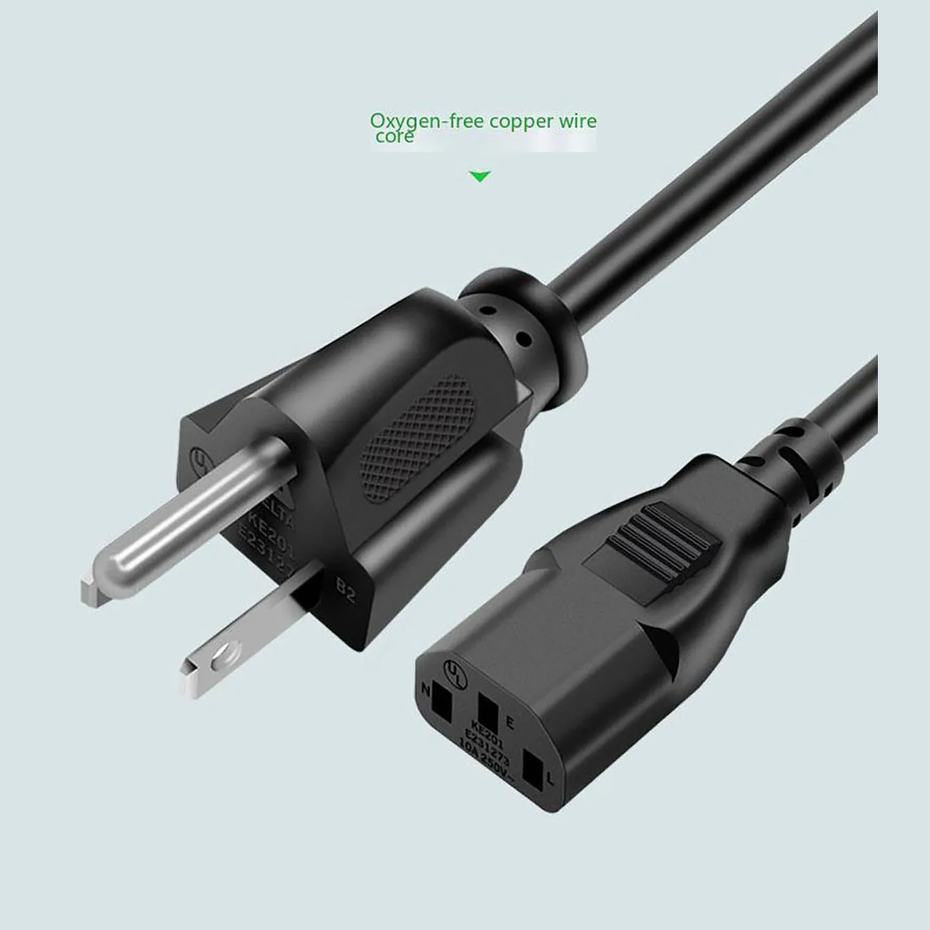 Listed NEMA 5‑15P to IEC C13 Pure Copper US 3‑Core Power Cord for PC Cooker