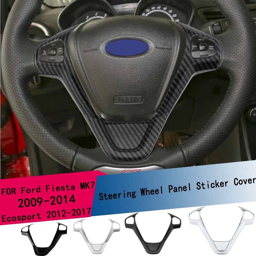    Für Ford Ecosport 2013 -2017 Neuer Fiesta MK7 2009 - 2017 Innenraum-Zubehör Auto-Lenkradabdeckung Pailletten-Zierleiste Aufkleber